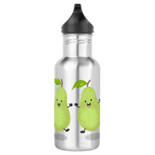Cute pear pair cartoon illustratie waterfles 
