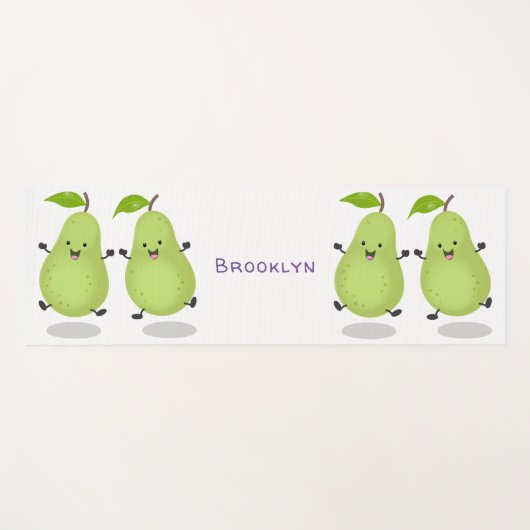 Cute pear pair cartoon illustratie yogamat (Voorkant (horizontaal))