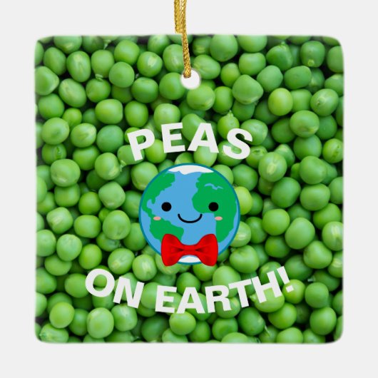 Cute "Peas on Earth" Funny Pun Kerstmis Keramisch Ornament (Voorkant)