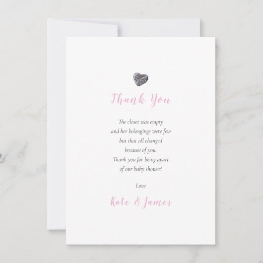 Cute Pebble Heart Baby Meisje Bedankt Gedicht (Voorkant)