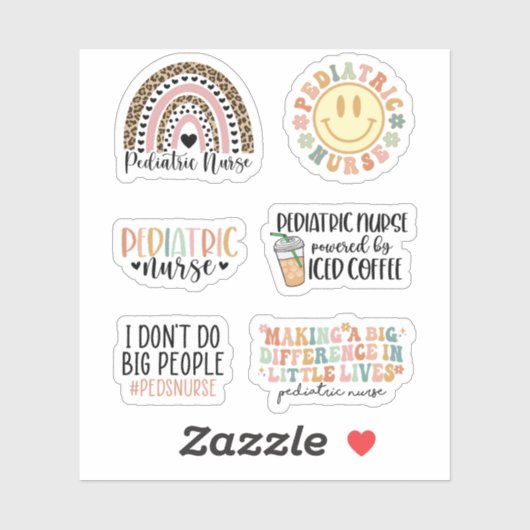 Cute Pediediatric Neurse Sticker Pack, Peds Nursin (Vel)