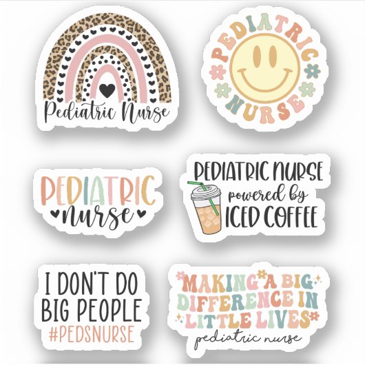 Cute Pediediatric Neurse Sticker Pack, Peds Nursin (Voorkant)