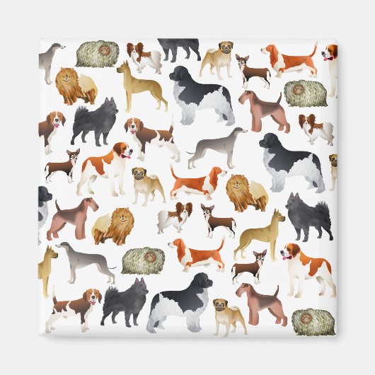 Cute Pedigree Pet Dog Wallpaper Design Magneet (Voorkant)