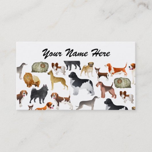 Cute Pedigree Pet Dog Wallpaper Design Visitekaartje (Voorkant)