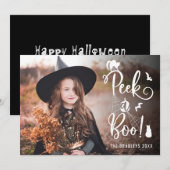 Cute Peek a Boo Halloween-fotokaart Aankondiging (Voorkant / Achterkant)