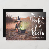 Cute Peek a Boo Halloween-fotokaart Aankondiging (Voorkant / Achterkant)