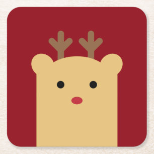 Cute Peekaboo Reindeer Onderzetter Set