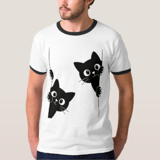 Cute Peekaboo Zwarte Katten T-Shirt