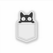 Cute Peeking Black Cat Pocket Sticker (Voorkant)