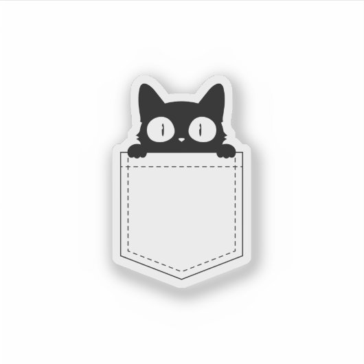Cute Peeking Black Cat Pocket Sticker (Voorkant)