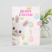 Cute Peeking Bunny Hoppy Easter Feestdagenkaart (Staand voorkant)