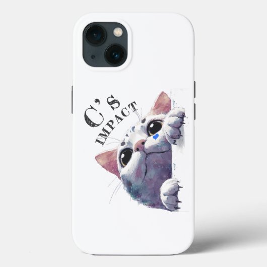Cute Peeking Cat Acrylic Style - C’s IMPACT Black2 Case-Mate iPhone Case (Achterkant)