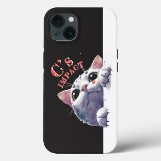 Cute Peeking Cat Acrylic Style - C’s IMPACT Orange Case-Mate iPhone Case