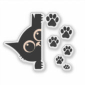 Cute Peeking Cat Paw Print Stickers (Voorkant)