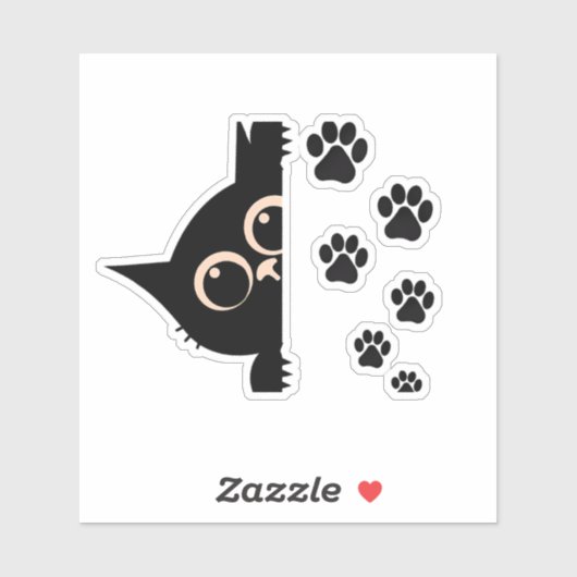 Cute Peeking Cat Paw Print Stickers (Vel)
