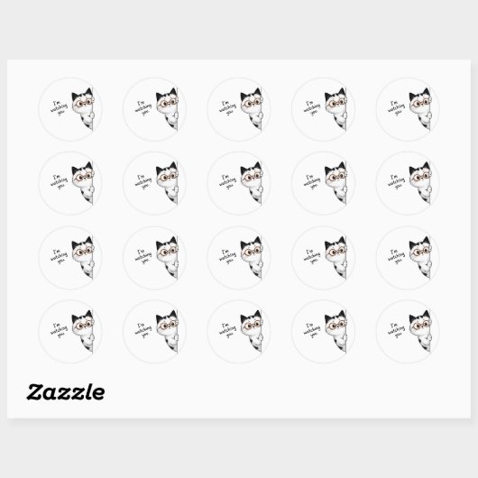 Cute Peeking Cat Watching You Ronde Sticker (Vel)