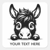 Cute Peeking Donkey Sticker with Custom Text (Voorkant)