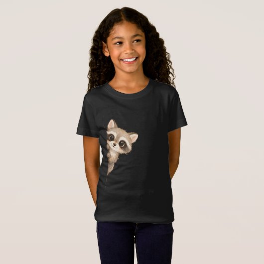 Cute Peeking Raccoon Kids Shirt (Voorkant volledig)