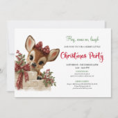 Cute peeking reindeer Xmas invite editable file Kaart (Voorkant)