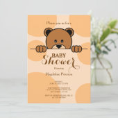 Cute Peeping Beer | Polka Dot | PerzikBaby shower Kaart (Staand voorkant)