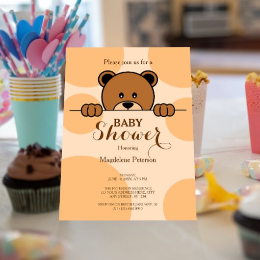 Cute Peeping Beer | Polka Dot | PerzikBaby shower Kaart