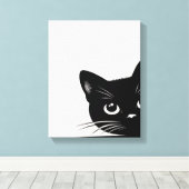 Cute Peking Black Cat Canvas Afdruk (Insitu (Houten vloer))