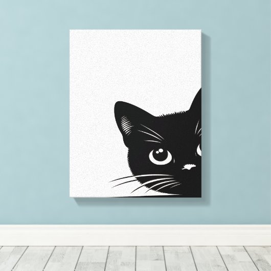 Cute Peking Black Cat Canvas Afdruk (Insitu (Houten vloer))
