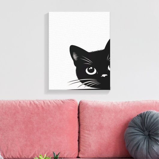 Cute Peking Black Cat Canvas Afdruk (Insitu (Woonkamer))