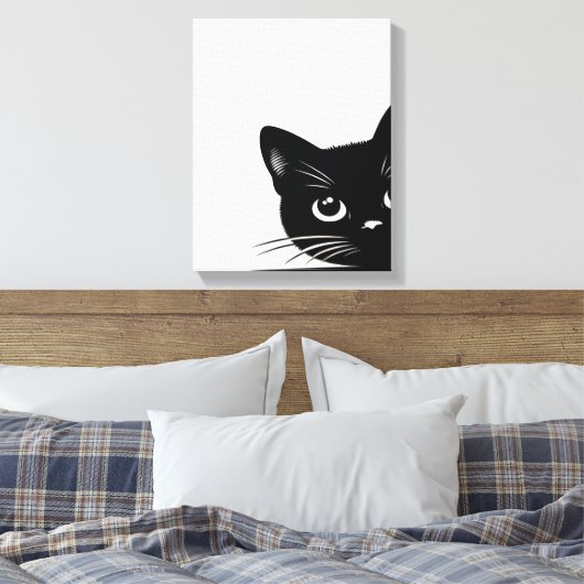 Cute Peking Black Cat Canvas Afdruk (Insitu (Slaapkamer))