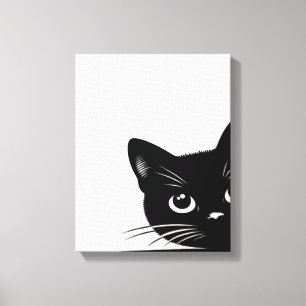 Cute Peking Black Cat Canvas Afdruk