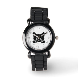 Cute Peking Black Cat Horloge