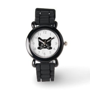 Cute Peking Black Cat Horloge