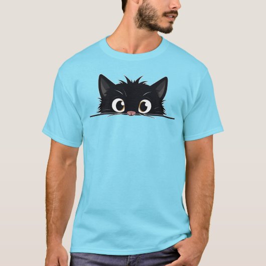 Cute Peking Black Cat T-shirt (Voorkant)