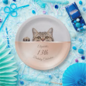 Cute Peking Cat Roos Gold | Aangepaste verjaardag Papieren Bordje (Feest)