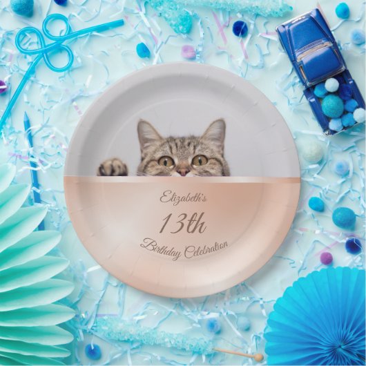 Cute Peking Cat Roos Gold | Aangepaste verjaardag Papieren Bordje (Feest)