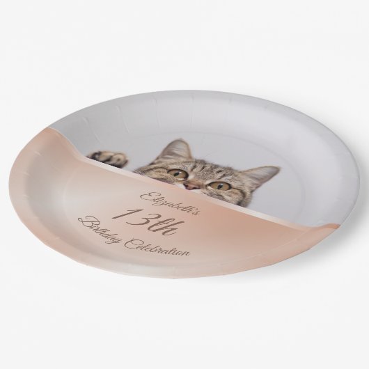 Cute Peking Cat Roos Gold | Aangepaste verjaardag Papieren Bordje (Gekanteld)