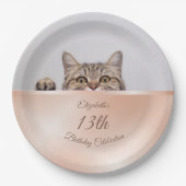 Cute Peking Cat Roos Gold | Aangepaste verjaardag Papieren Bordje (Voorkant)