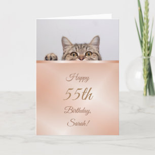 Cute Peking Cat Roos Gold Birthday Kaart