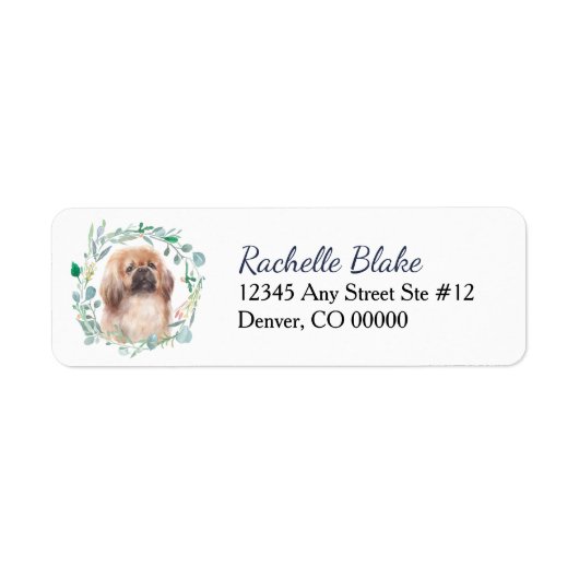 Cute Pekingese Dog Wreatreturn Address Label (Voorkant)