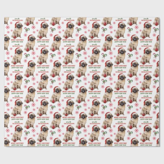 Cute Pekingese Kerstmis Cadeaupapier (Vlak)