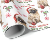 Cute Pekingese Kerstmis Cadeaupapier (Rol Hoek)