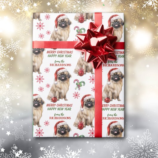 Cute Pekingese Kerstmis Cadeaupapier