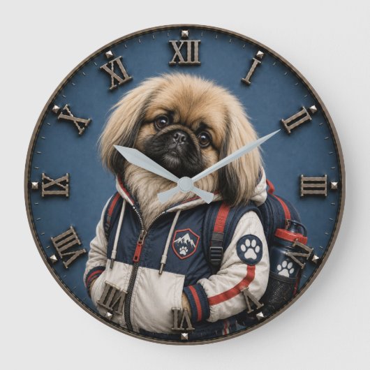 Cute Pekingese Puppy  Grote Klok (Voorkant)