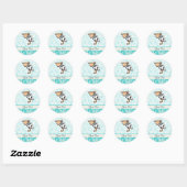 Cute Pelican; Blauwgroen Ronde Sticker (Vel)