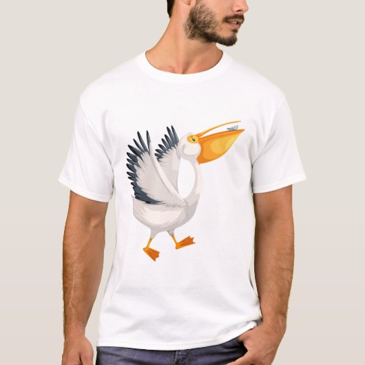 Cute pelican cartoon t-shirt (Voorkant)