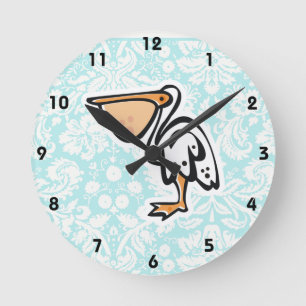 Cute Pelican Groenblauw Ronde Klok