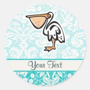 Cute Pelican Groenblauw Ronde Sticker