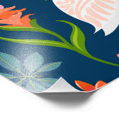 Cute pelicans colorful tropical flowers pattern foto afdruk (Hoek)