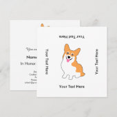 Cute Pembroke Welsh Corgi Birthday Party Kaart (Voorkant / Achterkant)