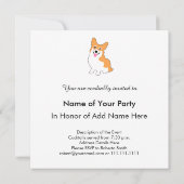 Cute Pembroke Welsh Corgi Birthday Party Kaart (Achterkant)